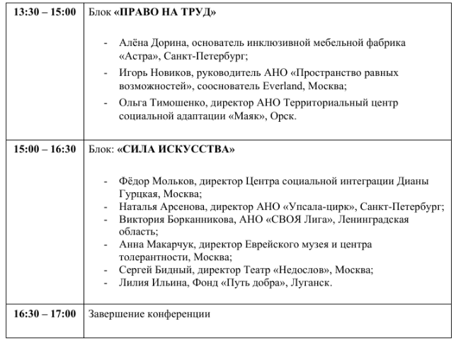 «Воплощая мечты. Социальное предпринимательство, искусство, спорт на
службе инклюзии»